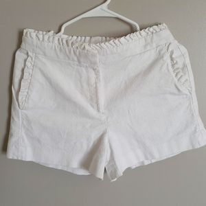 J. Crew White Shorts with Rufffle Details, Sz 4